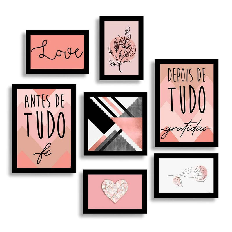 Quadros Decorativos: Frases Ilustradas - 7 peças