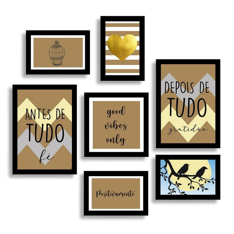 Quadros Decorativos: Frases Ilustradas - 7 peças