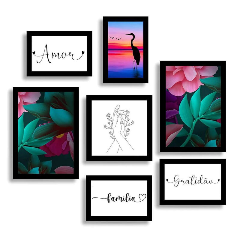 Quadros Decorativos: Frases Ilustradas - 7 peças