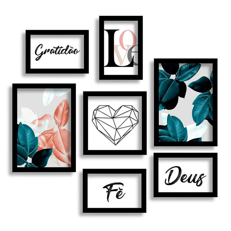 Quadros Decorativos: Frases Ilustradas - 7 peças