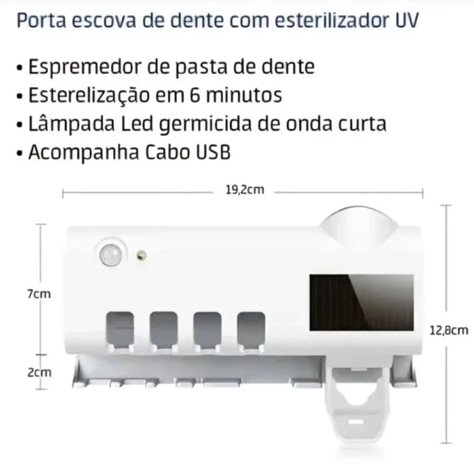 Suporte Escova de Dentes Esterilizador Com Luz UV Antibacteriano