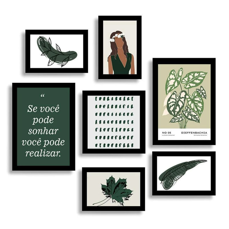 Quadros Decorativos: Frases Ilustradas - 7 peças