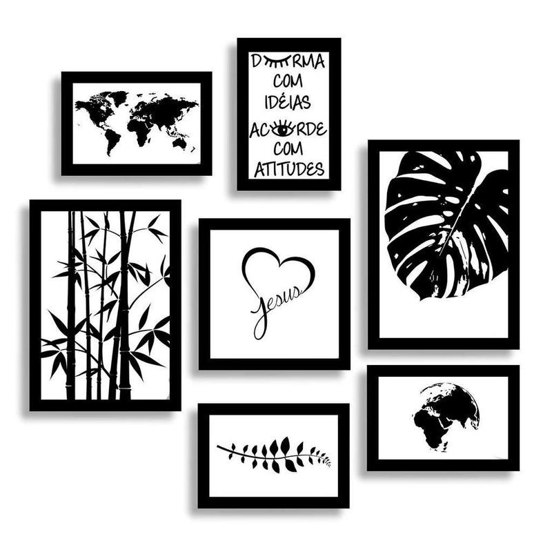 Quadros Decorativos: Frases Ilustradas - 7 peças