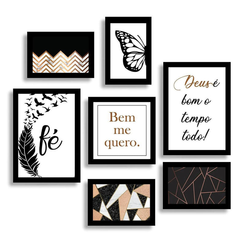 Quadros Decorativos: Frases Ilustradas - 7 peças