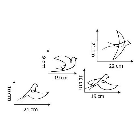 Esculturas: Pássaros Minimalistas - 4 peças