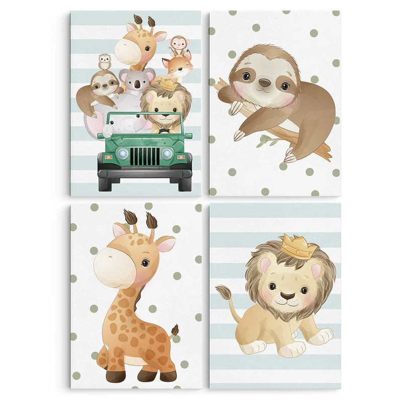 Quadros Decorativos: Safari Infantil - 4 peças