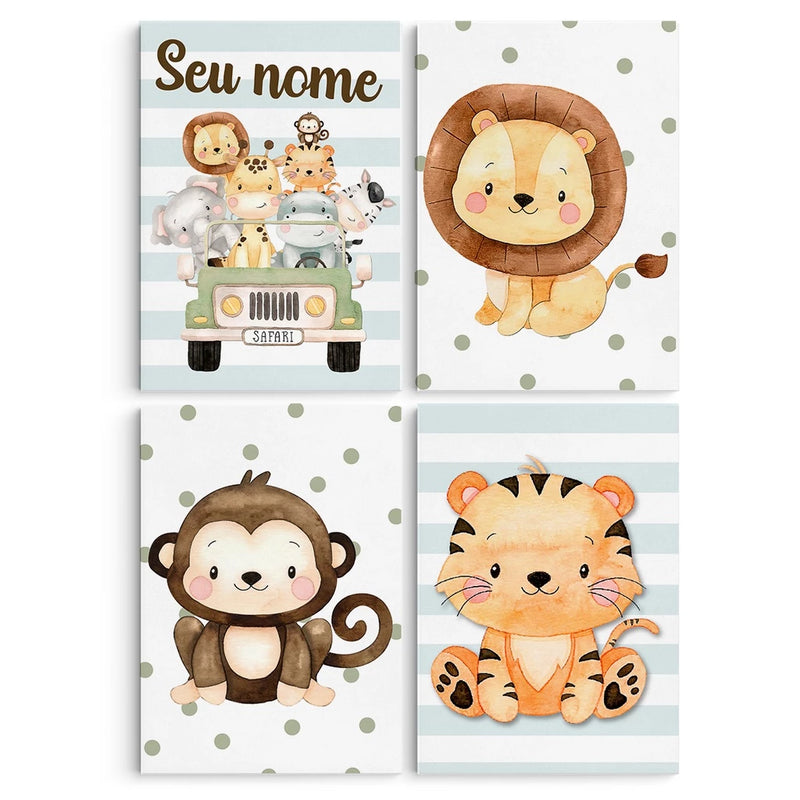 Quadros Decorativos: Safari Infantil - 4 peças