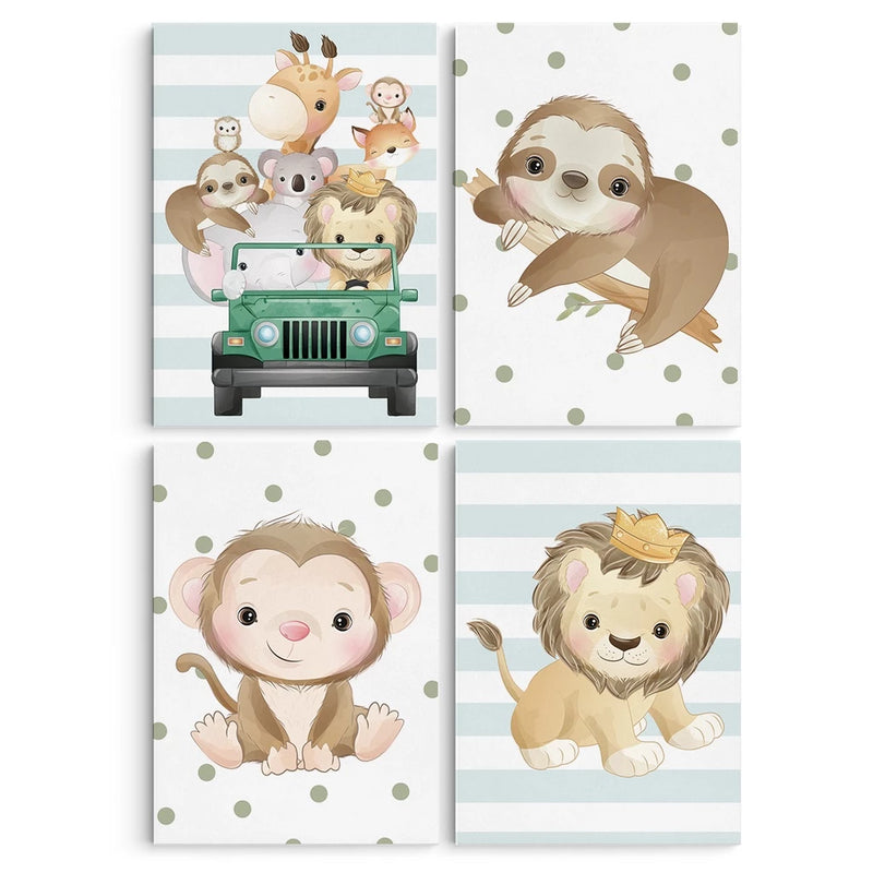 Quadros Decorativos: Safari Infantil - 4 peças