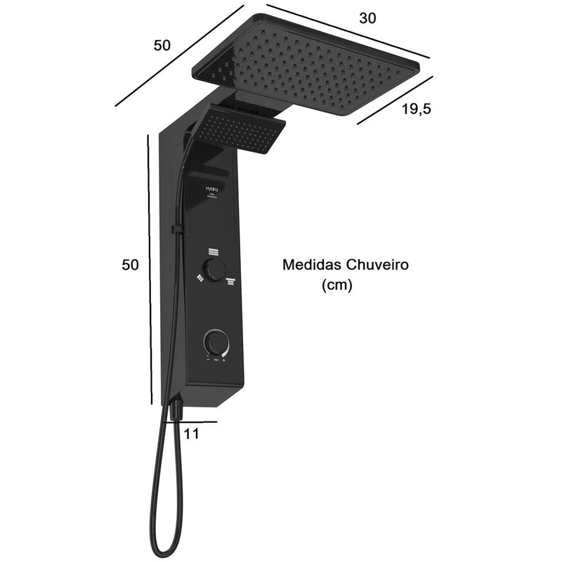 Chuveiro Eletronico Falls Preto 7700w - 220v - Hydra