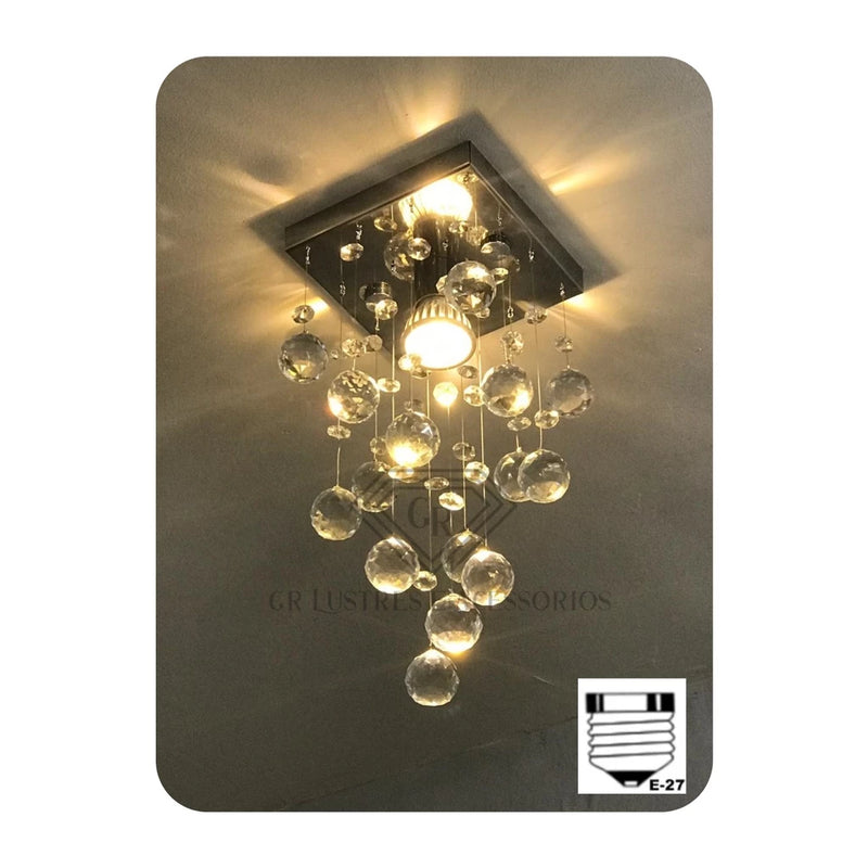 Lustre Pendente Inox Espelhado com Acrílico - Sofisticação e Elegância para sua Decoração