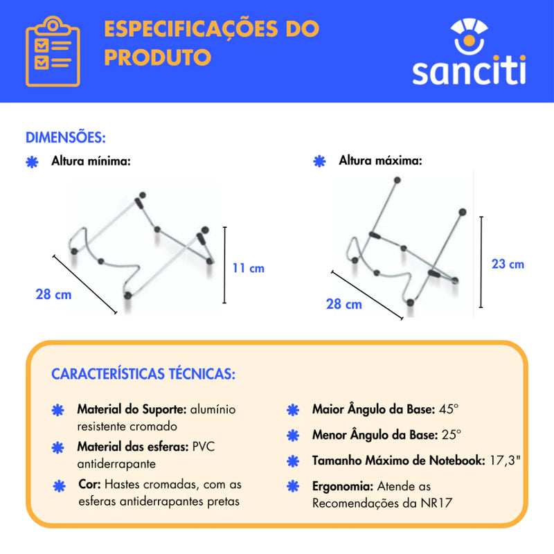 Suporte Base Apoio Notebook Ajustável Ergonômico Articulado