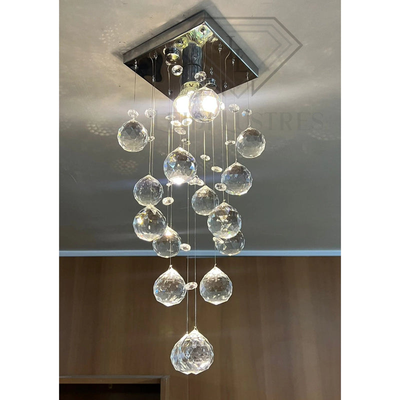 Lustre Pendente Inox Espelhado com Acrílico - Sofisticação e Elegância para sua Decoração