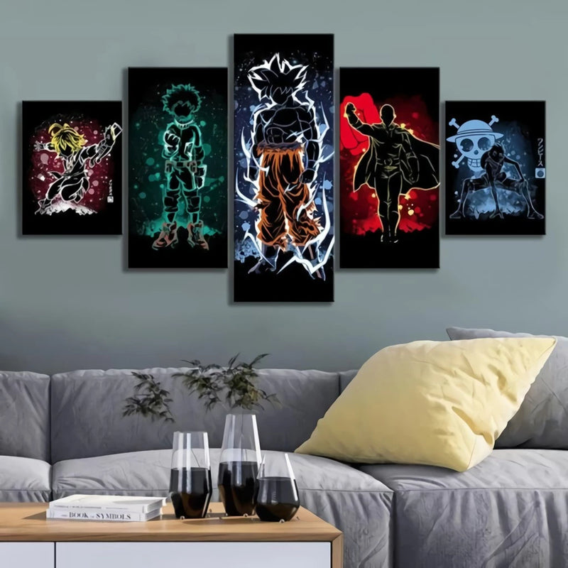 Quadros Decorativos: Grandes Animes - 5 Peças