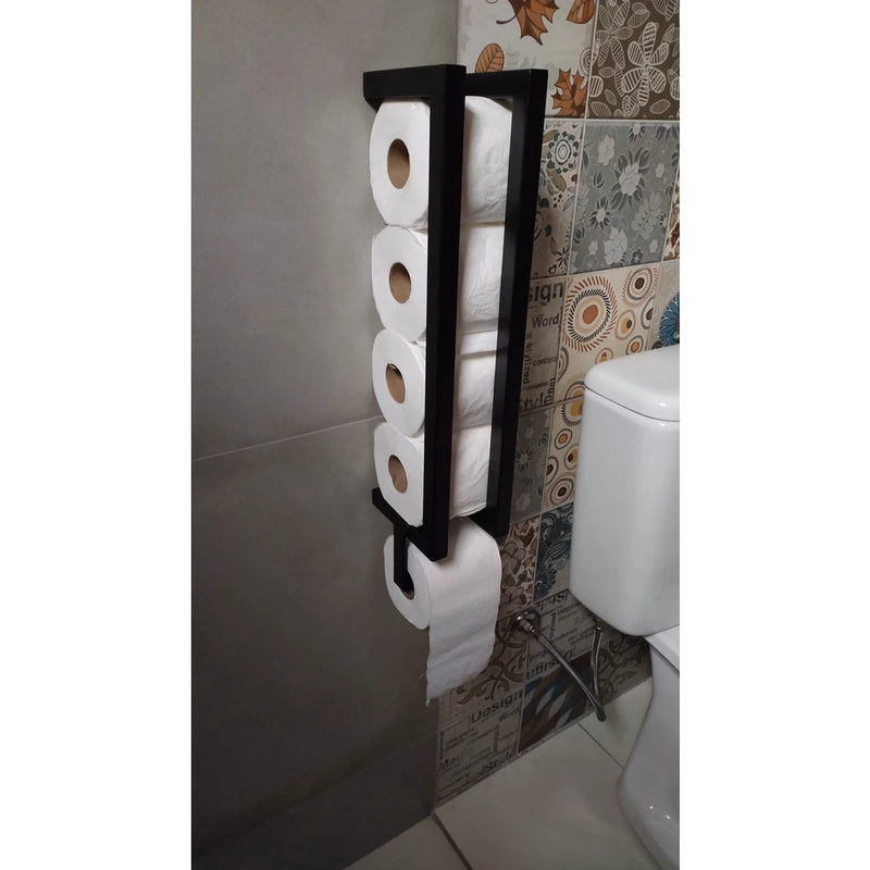 Suporte e Porta Rolo Papel Higiênico de Ferro Modelo Industrial, Banheiro