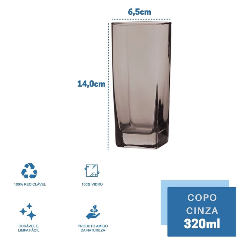 Copos Bali Quadrado 320ml - 6 Unidades