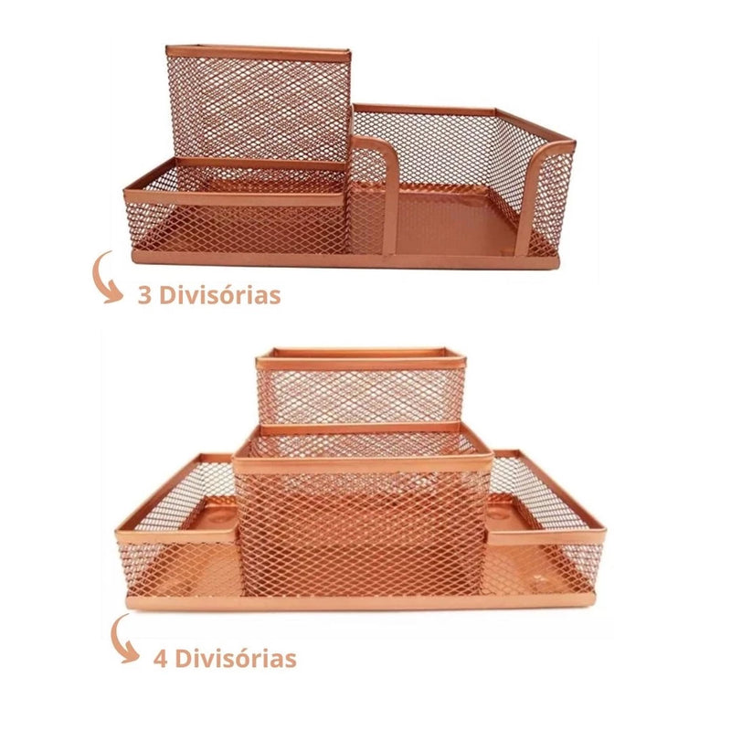 Organizadores de Escritorio Monte Seu Kit Bandeja Porta Papel Porta Lápis Lixeira Rose Gold Gv Office